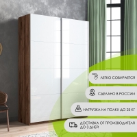 Шкаф-купе Прайм, 2дв. Белый Глянец/доводчики, 120х57х230, Крафт табачный