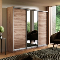 Шкаф-купе Экспресс 3дв. ДСП/Зеркало/ДСП, 180х45х220, Крафт табачный