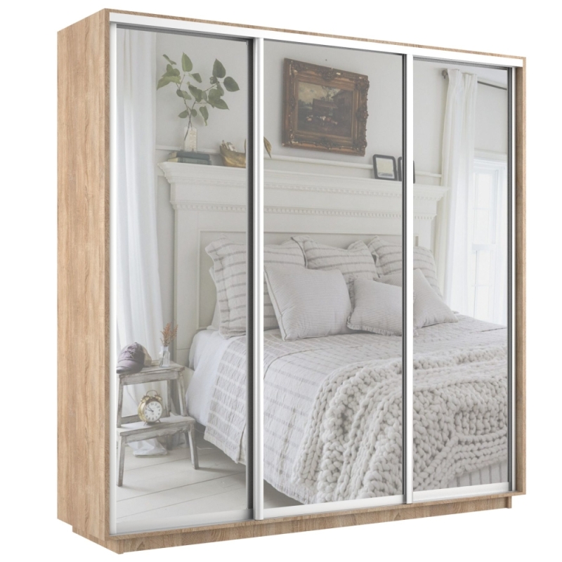Шкаф-купе Экспресс 3дв.-зеркала, 210х45х240, Сонома
