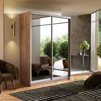 Шкаф-купе Экспресс, 2дв.-Зеркала, 140х45х220, Крафт табачный