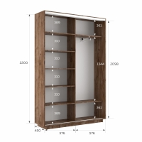 Шкаф-купе Фотопечать, 2дв. Абстракция серая, 120х45х220, Крафт табачный