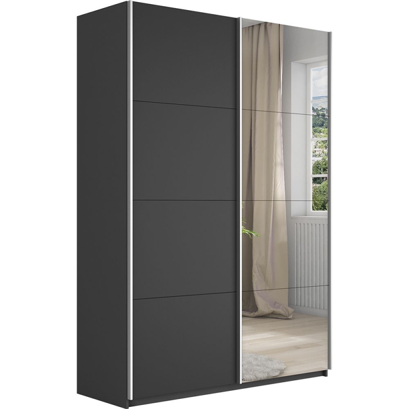 Шкаф-купе Прайм, 2дв. ДСП/Зеркало/доводчики, 140х57х230, Серый диамант