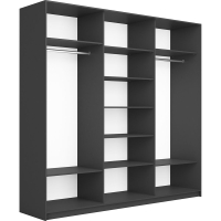 Шкаф-купе Прайм, 3дв. Зеркало/ДСП/Зеркало/доводчики, 210х57х230, Серый диамант