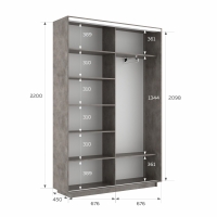 Шкаф-купе Фотопечать, 2дв. Абстракция серая, 140х45х220, Бетон