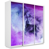 Шкаф-купе Фотопечать 3дв. Фиолетовый дым, 180х60х220, Белый снег