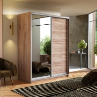 Шкаф-купе Экспресс, 2дв. ДСП/Зеркало, 120х60х240, Крафт табачный