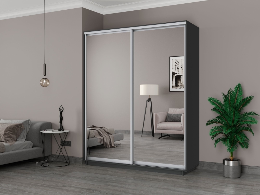 Шкаф-купе Экспресс, 2дв.-Зеркала, 180х60х240, Серый диамант