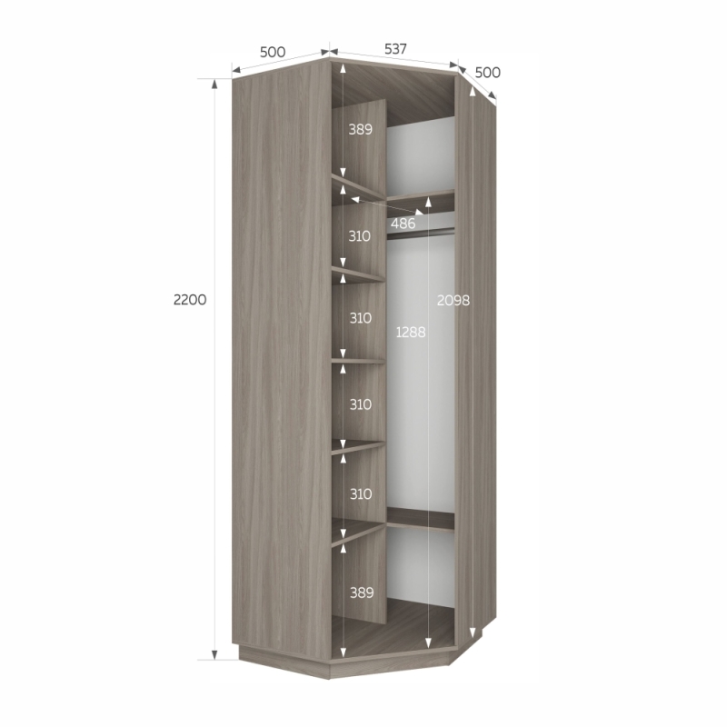 Шкаф распашной Распашной Угловой Экспресс 90х90х220 см