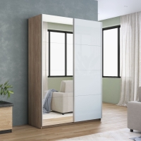 Шкаф-купе Прайм, 2дв. Зеркало/Белый Глянец/доводчики, 160х57х230, Сонома