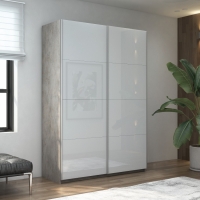 Шкаф-купе Прайм, 2дв. Белый Глянец/доводчики, 120х57х230, Бетон