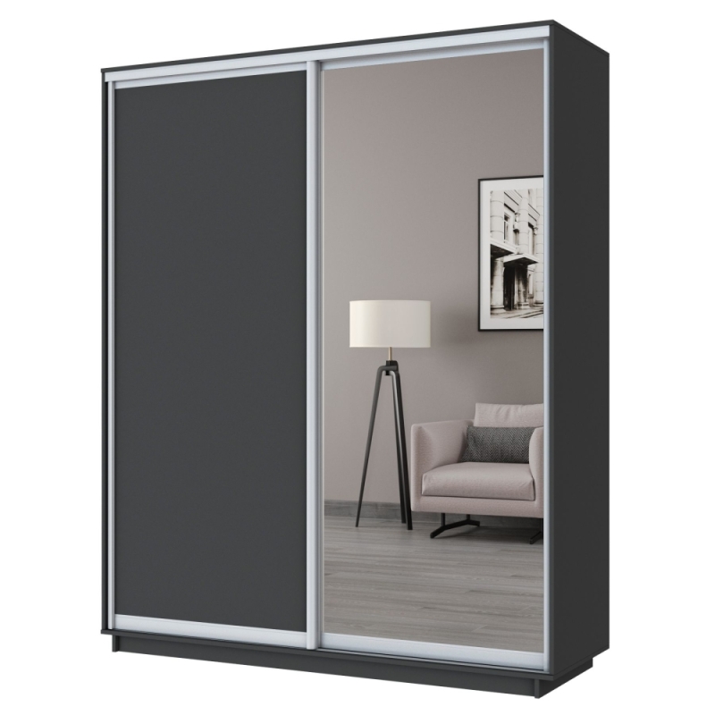 Шкаф-купе Экспресс, 2дв. ДСП/Зеркало, 180х60х240, Серый диамант