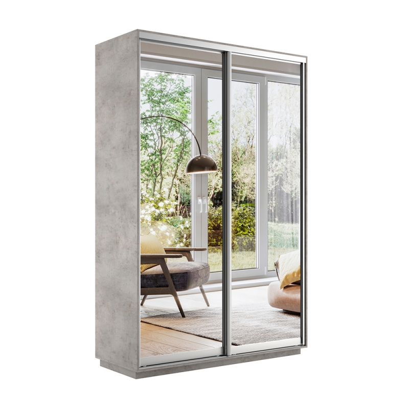 Шкаф-купе Экспресс, 2дв.-Зеркала, 160х45х220, Бетон