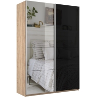 Шкаф-купе Прайм, 2дв. Зеркало/Стекло черное/доводчики, 160х57х230, Сонома
