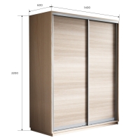 Шкаф-купе Экспресс, 2дв.-ДСП, 140х60х220, Ясень шимо светлый