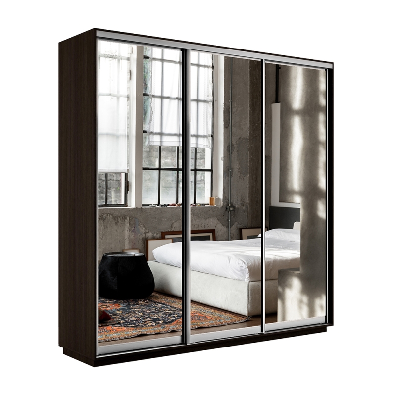 Шкаф-купе Экспресс 3дв.-зеркала, 180х45х220, Венге