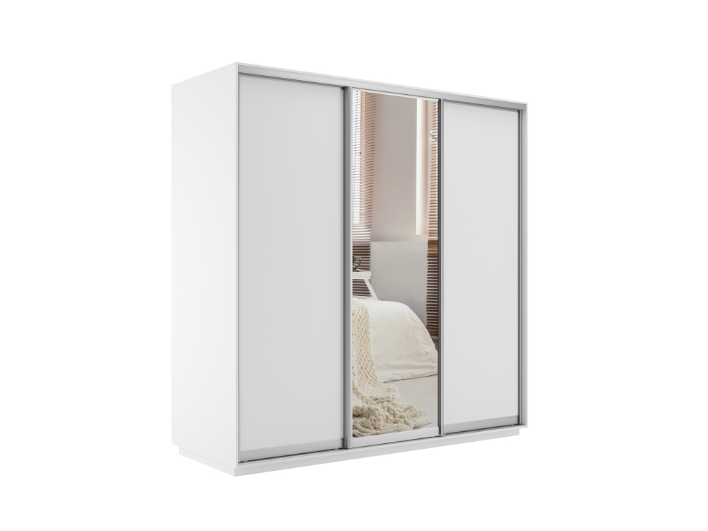 Шкаф-купе Экспресс 3дв. ДСП/Зеркало/ДСП, 180х60х240, Белый снег