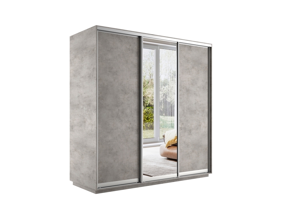 Шкаф-купе Экспресс 3дв. ДСП/Зеркало/ДСП, 180х60х240, Бетон