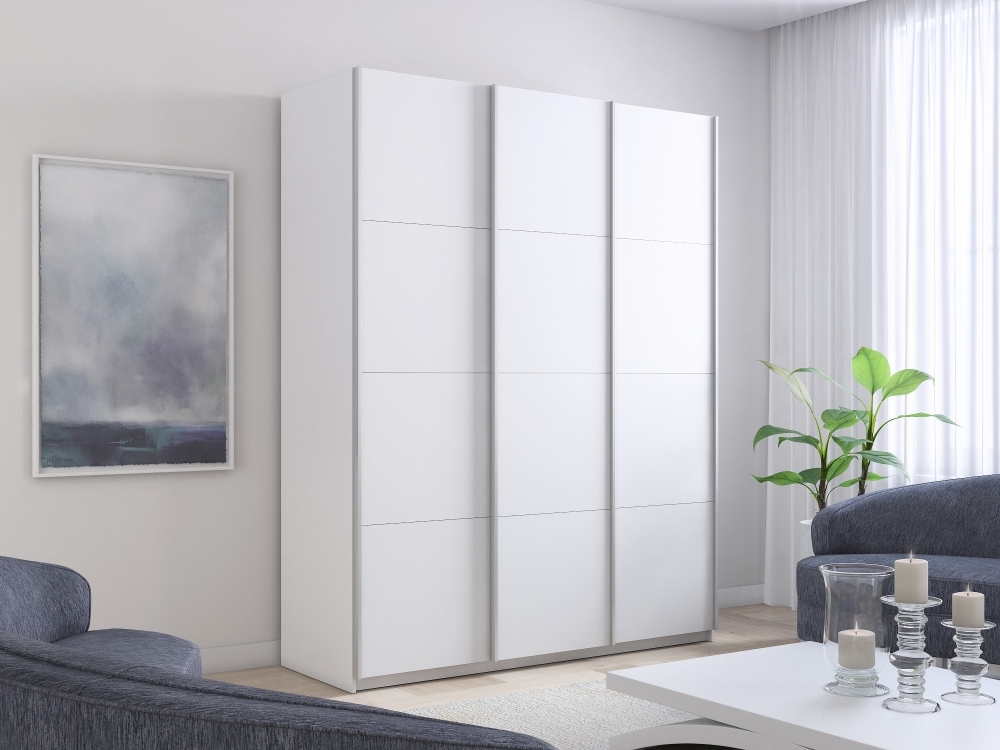 Шкаф-купе Прайм 3дв.-ДСП, 210х57х230, Белый снег