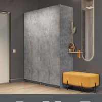 Распашной шкаф Локер 800+800 "Push to Move"/Правый Бетон