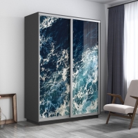 Шкаф-купе Фотопечать, 2дв. Морские волны, 140х45х220, Серый диамант