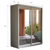 Шкаф-купе Экспресс, 2дв.-Зеркала, 140х60х220, Белый Снег