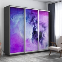 Шкаф-купе Фотопечать 3дв. Фиолетовый дым, 180х45х240, Серый диамант
