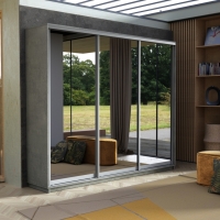 Шкаф-купе Экспресс 3дв.-зеркала, 180х45х220, Бетон