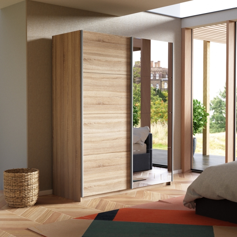 Шкаф-купе Прайм, 2дв. ДСП/Зеркало/доводчики, 140х57х230, Сонома