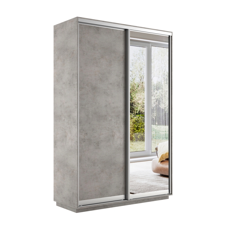 Шкаф-купе Экспресс, 2дв.-Зеркала, 120х45х240, Бетон