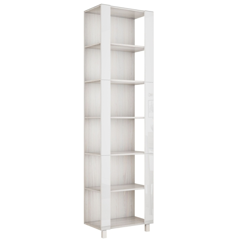 Стеллаж модульный Мебельная компания Е1 Универсальный Белое стекло 35х44х220, Ясень Анкор Светлый