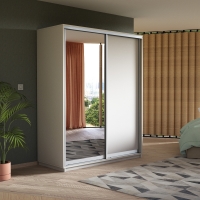 Шкаф-купе Экспресс, 2дв. ДСП/Зеркало, 120х60х220, Белый Снег