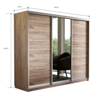 Шкаф-купе Экспресс 3дв. ДСП/Зеркало/ДСП, 180х60х240, Крафт табачный