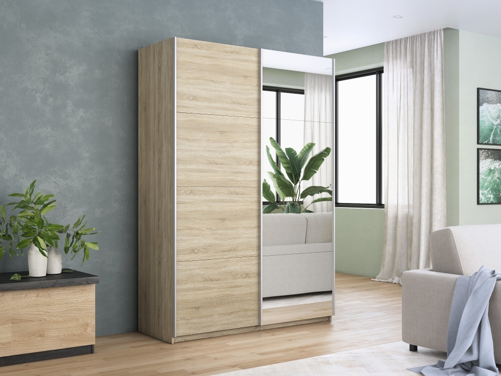 Шкаф-купе Прайм, 2дв. ДСП/Зеркало/доводчики, 120х57х230, Сонома