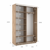 Шкаф-купе Фотопечать, 2дв. Морские волны, 140х45х220, Сонома