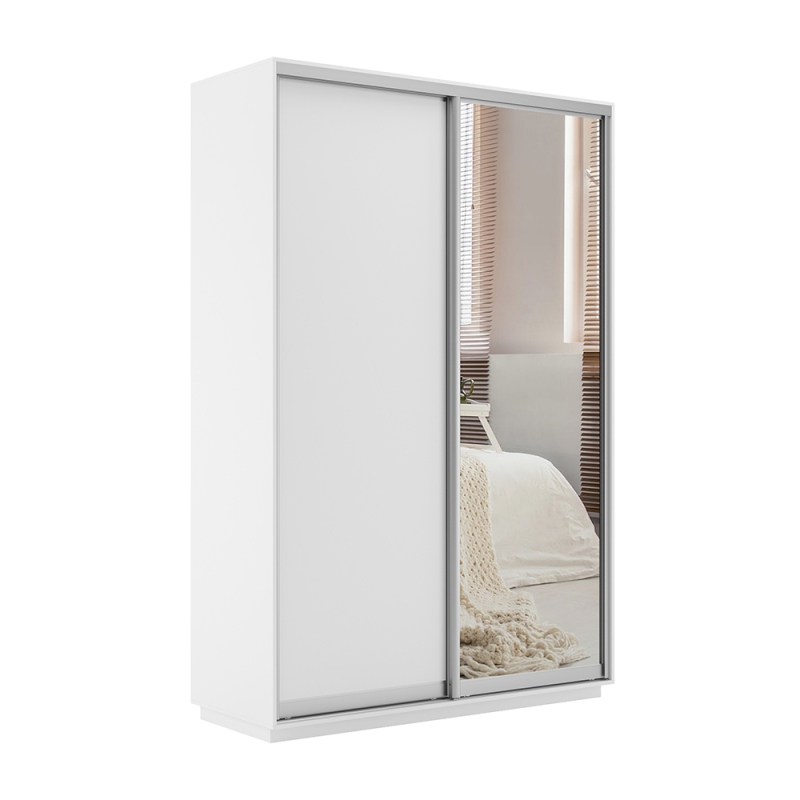 Шкаф-купе Экспресс, 2дв. ДСП/Зеркало, 120х45х240, Белый снег