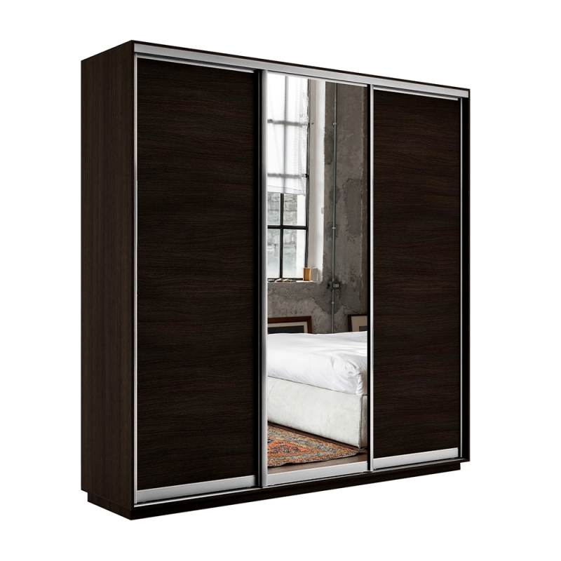 Шкаф-купе Экспресс 3дв. ДСП/Зеркало/ДСП, 180х45х220, Венге