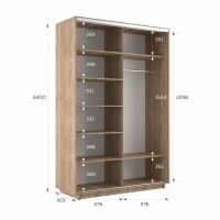 Шкаф-купе Экспресс, 2дв.-Зеркала, 120х60х240, Сонома