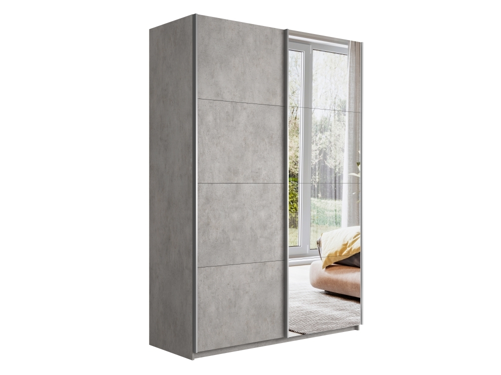 Шкаф-купе Прайм, 2дв. ДСП/Зеркало/доводчики, 140х57х230, Бетон