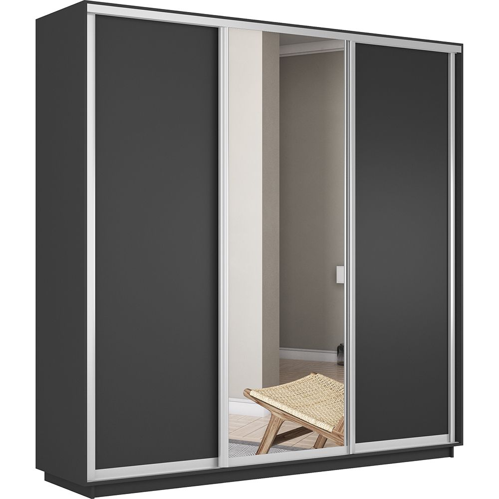 Шкаф-купе Экспресс 3дв. ДСП/Зеркало/ДСП, 180х60х220, Серый диамант