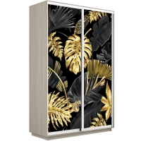 Шкаф-купе Фотопечать, 2дв. Листья золото, 160х60х240, Ясень шимо светлый