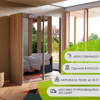 Шкаф-купе Прайм, 2дв.-Зеркало/доводчики, 140х57х230, Сонома