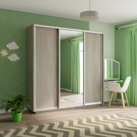 Шкаф-купе Экспресс 3дв. ДСП/Зеркало/ДСП, 240х60х240, Ясень Шимо Светлый