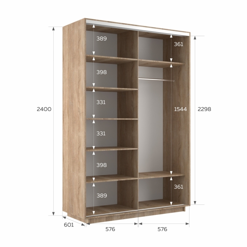 Шкаф-купе Экспресс, 2дв.-ДСП, 120х60х240, Сонома