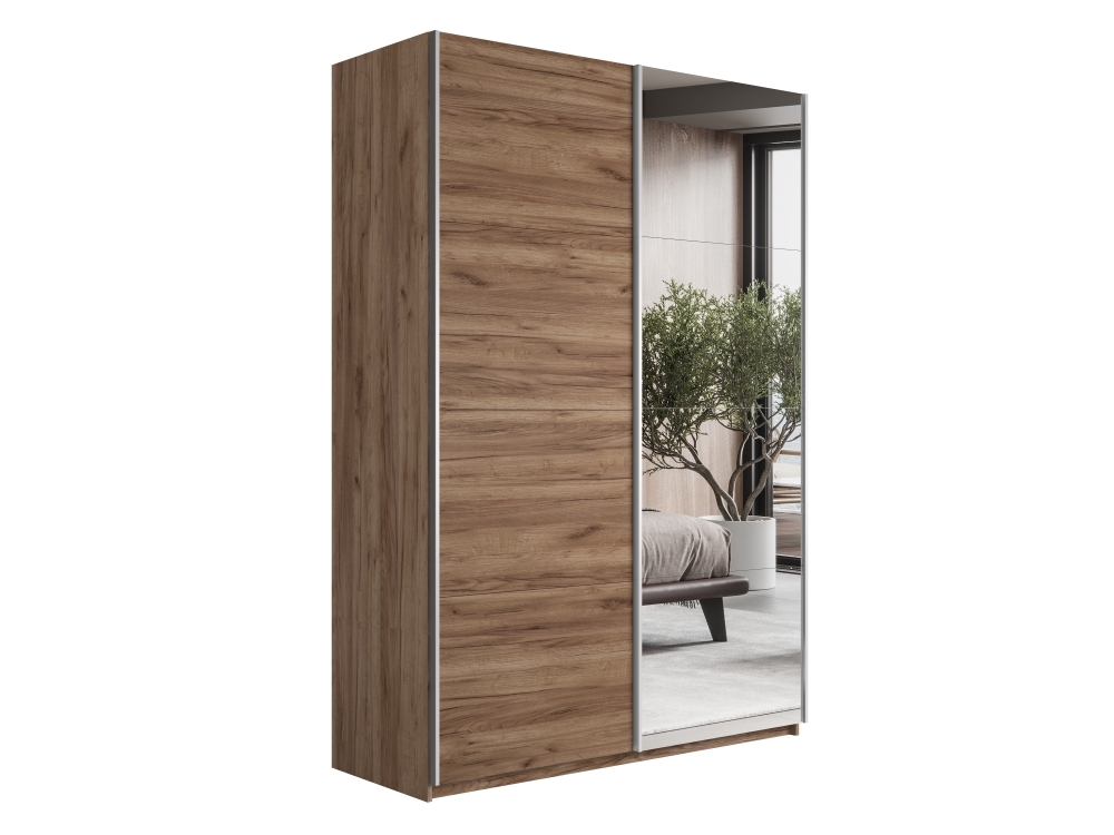 Шкаф-купе Прайм, 2дв. ДСП/Зеркало/доводчики, 140х57х230, Крафт табачный