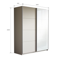 Шкаф-купе Прайм, 2дв. ДСП/Белый Глянец/доводчики, 140х57х230, Белый снег