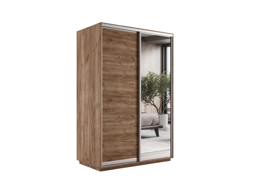 Шкаф-купе Экспресс, 2дв. ДСП/Зеркало, 140х60х240, Крафт табачный