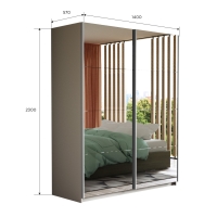 Шкаф-купе Прайм, 2дв.-Зеркало/доводчики, 140х57х230, Белый снег