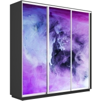 Шкаф-купе Фотопечать 3дв. Фиолетовый дым, 180х45х240, Серый диамант