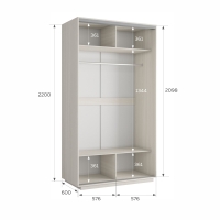 Шкаф-купе Экспресс Хит, 2дв.-зеркала, 120х60х220, Ясень шимо светлый