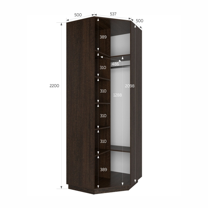 Шкаф распашной Распашной Угловой Экспресс 90х90х220 см